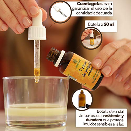 Paquete x 4 - Tintura madre de Propoleo (Propolis) - 20 ml x botella, Favorece el bienestar de la garganta, 100% Natural, Sin gluten añadido, 15% peso/volumen