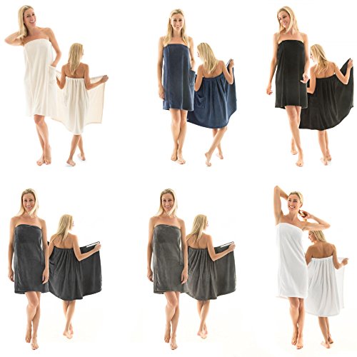 Para mujer Celinatex para sauna forro polar, con cierre de velcro, una bolsa, más fácil de falda escocesa, Málaga, confortable, suave, muy cómodo de usar y cómodo de llevar de toalla, poliéster, negro, large/extra-large