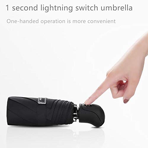 Paraguas de Viaje Compacto de Secado rápido, Marco Reforzado Resistente al Viento, Apertura y Cierre automático, Mango Antideslizante para un fácil Transporte Rojo Red Ordinary