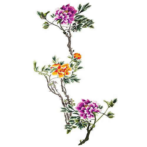 Parches para planchar/Patch Sticker,Se usa para decorar o reparar jeans,chaquetas,mochilas y zapatos de camisetas, flor de peonía 2 piezas