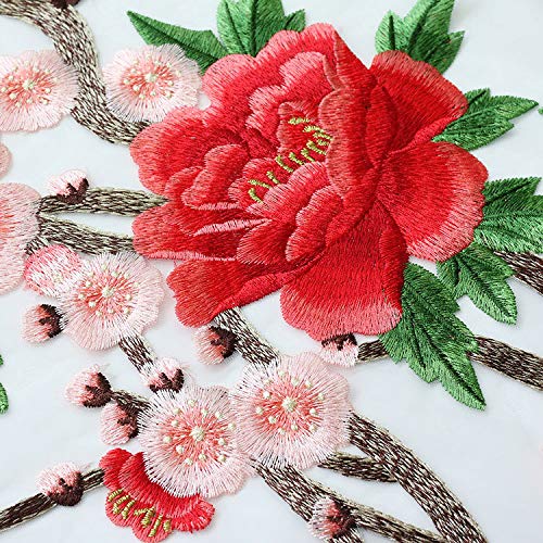 Parches para planchar/Patch Sticker,Se usa para decorar o reparar jeans,chaquetas,mochilas y zapatos de camisetas, Peonía 2 piezas