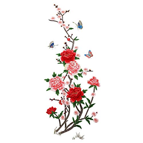 Parches para planchar/Patch Sticker,Se usa para decorar o reparar jeans,chaquetas,mochilas y zapatos de camisetas, Peonía 2 piezas