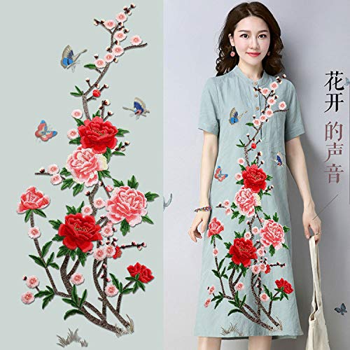 Parches para planchar/Patch Sticker,Se usa para decorar o reparar jeans,chaquetas,mochilas y zapatos de camisetas, Peonía 2 piezas