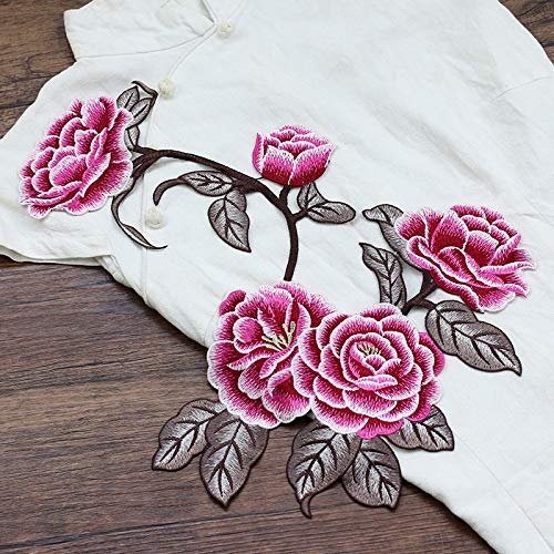 Parches para planchar/Patch Sticker,Se usa para decorar o reparar jeans,chaquetas,mochilas y zapatos de camisetas, peonía 6 piezas