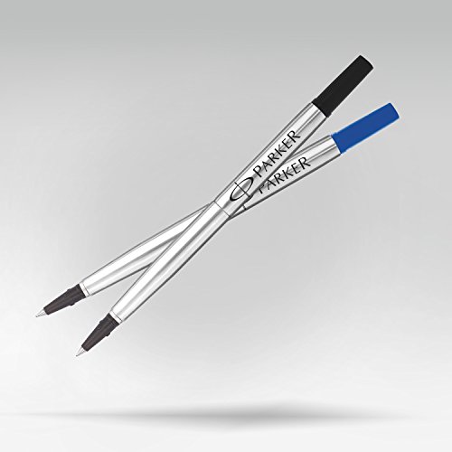 Parker 1950327 - Recambio para bolígrafo roller de punta mediana, azul, paquete de 2