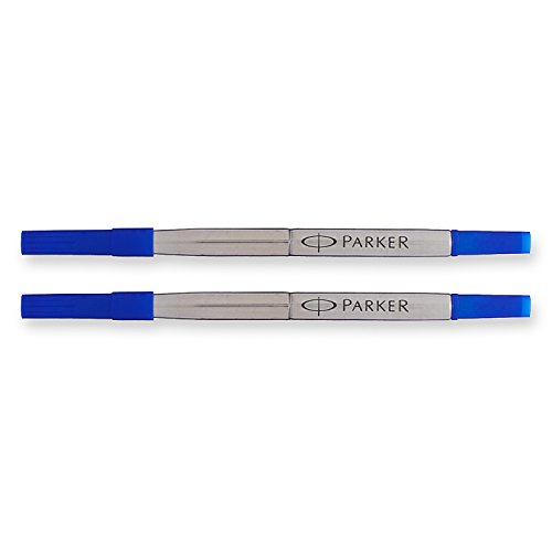 Parker 1950327 - Recambio para bolígrafo roller de punta mediana, azul, paquete de 2