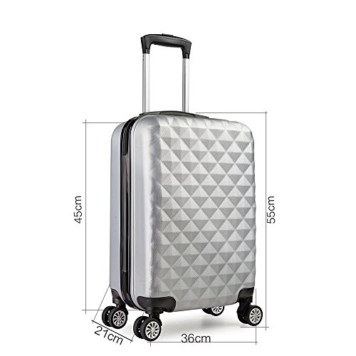 PARTYPRINCE Maleta cabina 56 cm rígida policarbonato abs diamante equipaje rigida con ruedas Grisl