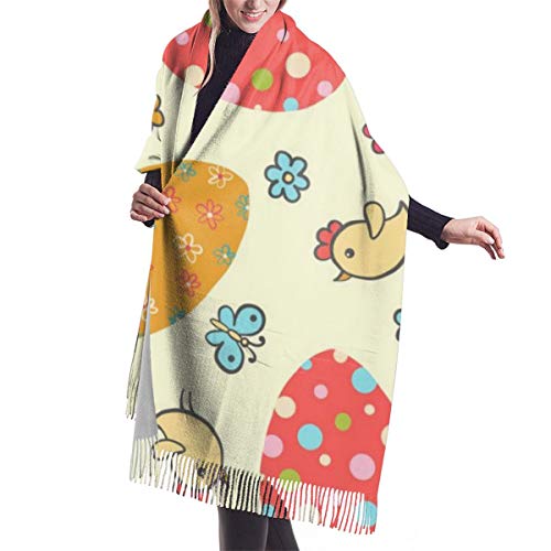 Pascua sin costuras con huevos 1544 Bufanda de mujer Bufandas de moda Abrigo cálido Mantón Chaqueta Regalo de Navidad para Madre Novia Hermana