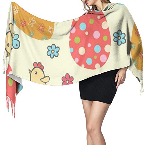Pascua sin costuras con huevos 1544 Bufanda de mujer Bufandas de moda Abrigo cálido Mantón Chaqueta Regalo de Navidad para Madre Novia Hermana