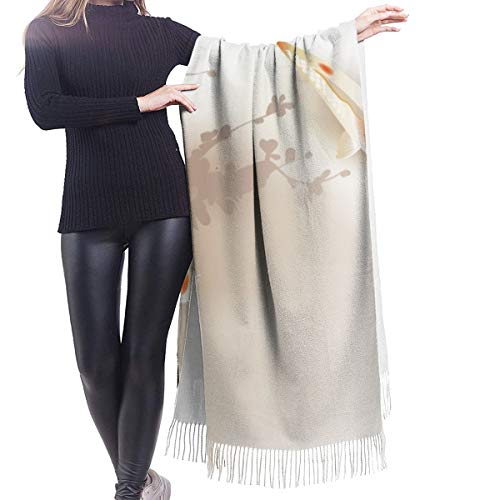 Pashmina Borla Bufanda El pez Koi Sakura se ramifica y deja animales sagrados en una pequeña masa de agua al estilo oriental Chal Mantón de Invierno