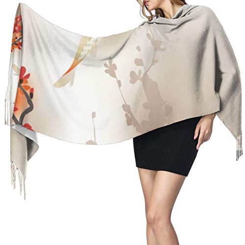 Pashmina Borla Bufanda El pez Koi Sakura se ramifica y deja animales sagrados en una pequeña masa de agua al estilo oriental Chal Mantón de Invierno