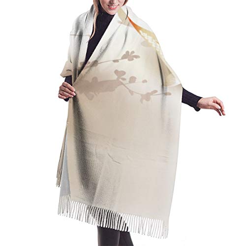 Pashmina Borla Bufanda El pez Koi Sakura se ramifica y deja animales sagrados en una pequeña masa de agua al estilo oriental Chal Mantón de Invierno