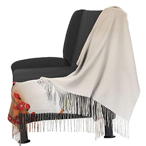 Pashmina Borla Bufanda El pez Koi Sakura se ramifica y deja animales sagrados en una pequeña masa de agua al estilo oriental Chal Mantón de Invierno
