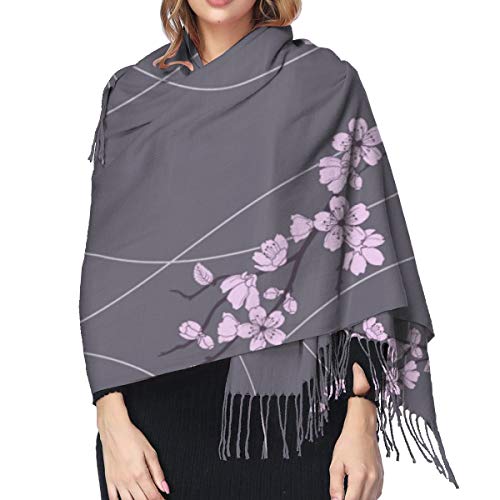 Pashmina Borla Bufanda Primavera asiática Ramas de sakura japonesas Flor completa Composición oriental moderna Chal Mantón de Invierno