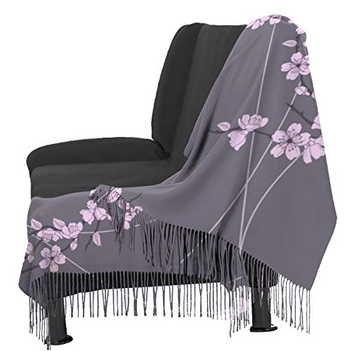 Pashmina Borla Bufanda Primavera asiática Ramas de sakura japonesas Flor completa Composición oriental moderna Chal Mantón de Invierno