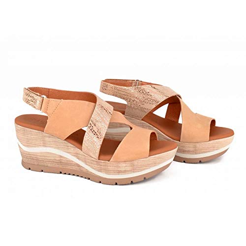 PAULA URBAN - Sandalias Casual - Cuero para: Mujer Color: Nabuk-Goya/Camello-Tostado Talla: 36