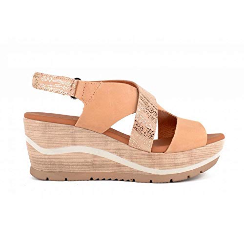 PAULA URBAN - Sandalias Casual - Cuero para: Mujer Color: Nabuk-Goya/Camello-Tostado Talla: 36