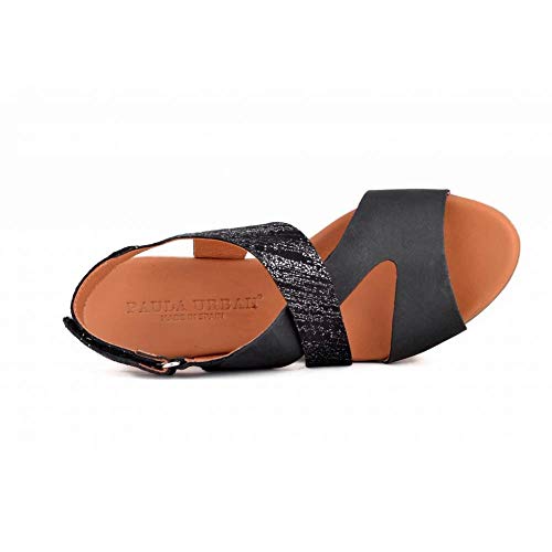 PAULA URBAN - Sandalias Casual - Cuero para: Mujer Color: Nabuk-Goya/Negro Talla: 40