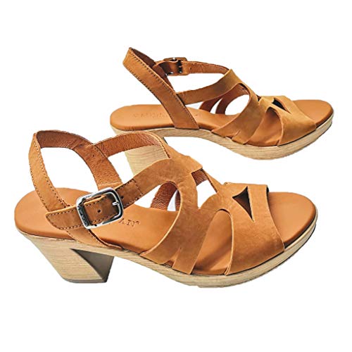 PAULA URBAN - Sandalias Vestir - Cuero para: Mujer Color: Nabuk/Tabaco Talla: 41