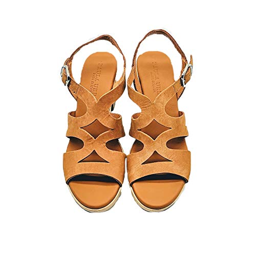 PAULA URBAN - Sandalias Vestir - Cuero para: Mujer Color: Nabuk/Tabaco Talla: 41