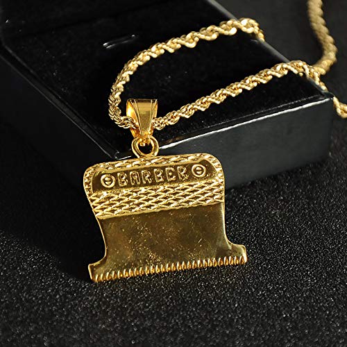 PAURO Collar Unisexo Acero Inoxidable Barbero Rasurar Peluquería Durante Peine Oro Grandes