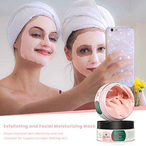PAXAMO Mascarilla de arcilla rosa, mascarilla facial hidratante, nutritiva y de limpieza profunda de poros para pieles grasas, opacas y sensibles - 2020 El mejor limpiador exfoliante