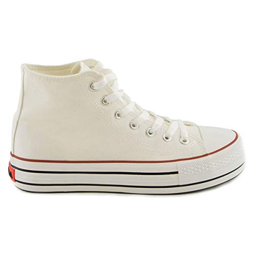 PAYMA - Zapatillas Botas de Lona para Mujer y Hombre. Bambas Playeras de Deporte Casual Caminar. Piso Doble y Sencillo. Negras Blancas Rojas