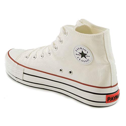 PAYMA - Zapatillas Botas de Lona para Mujer y Hombre. Bambas Playeras de Deporte Casual Caminar. Piso Doble y Sencillo. Negras Blancas Rojas