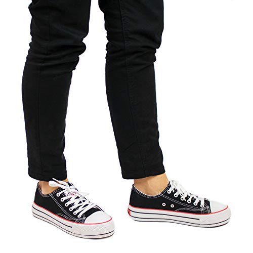 PAYMA - Zapatillas Botas de Lona para Mujer y Hombre. Bambas Playeras de Deporte Casual Caminar. Piso Doble y Sencillo. Negras Blancas Rojas