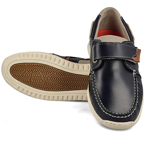 PAYMA - Zapatos Casual Hombre de Piel. Náuticos Deportivos. Plantilla e Interior Acolchado. Piso de Goma. Cierre Cordones o Velcro. Marrón y Azul Marino. Tallas Grandes