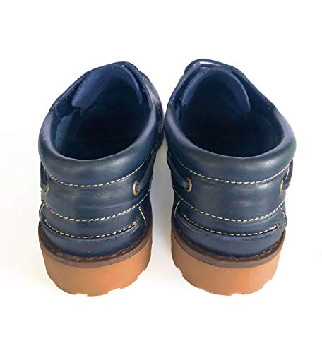 PAYMA - Zapatos Náuticos Sport Casual Hombre Clásicos 3-Ojales de Piel. Piso de Goma. Cierre Cordones con Tres Ojales. Marrón, Marino y Negro. Tallas Grandes