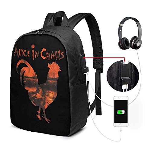 PCYN Alice in Chains Laptop Backpack, Mochilas extragrandes con Puerto de Carga USB, Mochila de Viaje para computadora para Unisex, Mochila universitaria Resistente al Agua Se Adapta a computadoras p