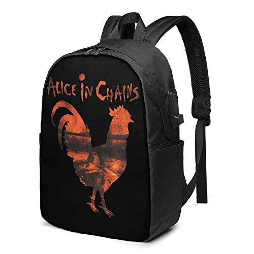 PCYN Alice in Chains Laptop Backpack, Mochilas extragrandes con Puerto de Carga USB, Mochila de Viaje para computadora para Unisex, Mochila universitaria Resistente al Agua Se Adapta a computadoras p