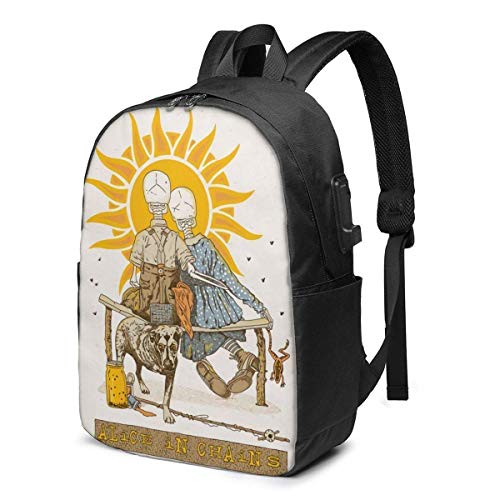 PCYN Alice in Chains Mochila para computadora portátil, Mochilas Extra Grandes con Puerto de Carga USB, Mochila para computadora de Viaje para Unisex, Mochila Escolar universitaria Resistente al Agua