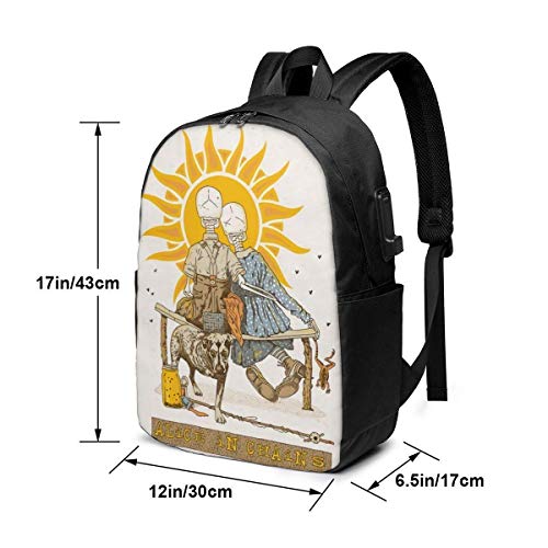 PCYN Alice in Chains Mochila para computadora portátil, Mochilas Extra Grandes con Puerto de Carga USB, Mochila para computadora de Viaje para Unisex, Mochila Escolar universitaria Resistente al Agua