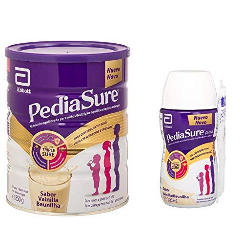 PediaSure Pack de 2 Complemento Alimenticio para Niños con Proteínas, Vitaminas y Minerales, Sabor Vainilla - 850 gr + 4 x 200 ml