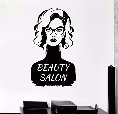 pegatinas de pared bebe"Beauty Salon" Fashion Curly Lady Interior de peluquería