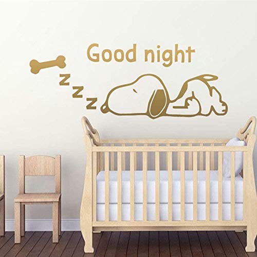 Pegatinas de pared Pegatinas de diseño personalizado Dibujos animados Buenas noches Snoopy Fondo Arte de la pared Calcomanías 30cmX61cm