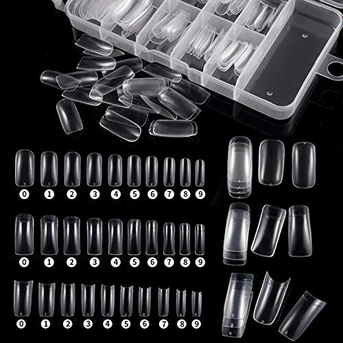 Pegatinas de uñas Fantasía 100Pcs Con caja Natural Claro Medio acrílico Gel UV Manicura Francés Uñas postizas Consejos Al por mayor-B1 Claro 500Pc Set-,