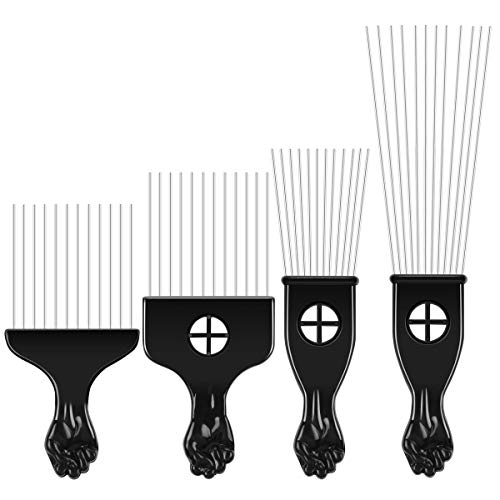 Peine metálico para pelo afro de Anself, juego de 4, herramienta para peinar o teñir pelo afroamericano
