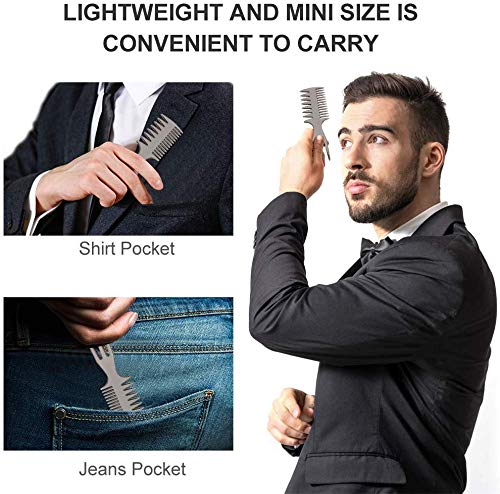 Peine para hombres, Dientes anchos y Herramienta de peluquería de horquilla para alisar bigotes y peinados con aceite(#2)