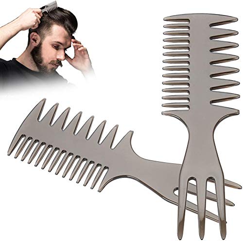 Peine para hombres, Dientes anchos y Herramienta de peluquería de horquilla para alisar bigotes y peinados con aceite(#2)
