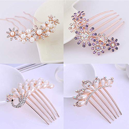 Peineta de cinco dientes con diseño de flores coreanas para el pelo, accesorios para el cabello, accesorios para el pelo, joyería de viaje, peineta para novia, flor, cinco pétalos