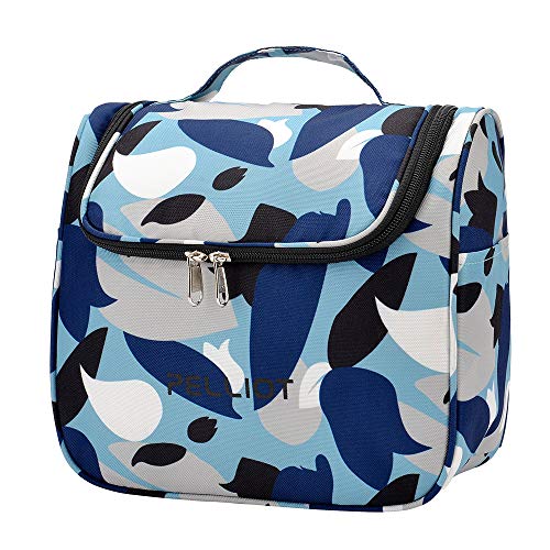 PELLIOT Bolsa de Aseo Bolsa de Lavado, Organizador de Maquillaje, Bolsa de Cosméticos con Almacenamiento de Gran Capacidad Bolsa de Baño Portátil para Viaje (Azul)