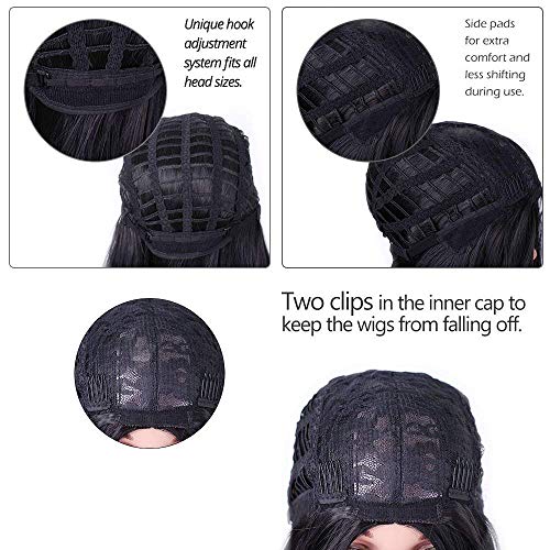 Peluca de pelo largo y recto para mujer, de fibra sintética de alta calidad, color negro natural, nueva serie de belleza para mujeres a la moda.