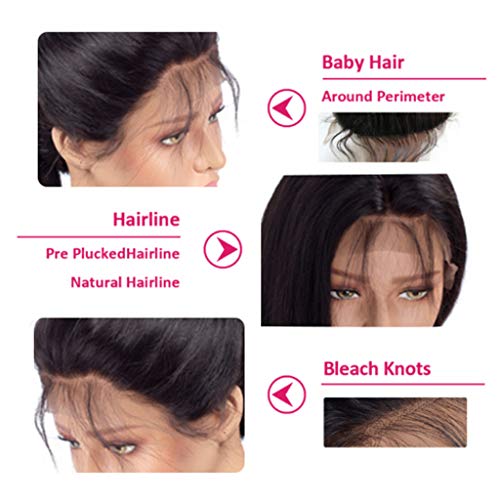 Peluca De TWIFER,Pelo Largo Y Recto De Las Mujeres Pelucas BrasileñAs Naturales Del Pelo Humano Del CordóN De La Virgen Peluca Llena Del Frente Del CordóN De Glueless
