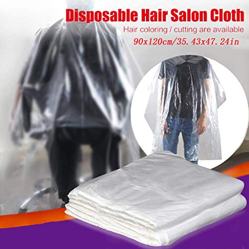 Peluquería desechable Capas de plástico de corte de pelo delantal transparente impermeable de peluquería vestidos de peluquería capas casa peluquería cubierta para adultos niños 50/100/200 piezas