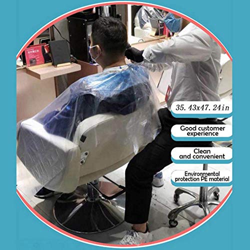 Peluquería desechable Capas de plástico de corte de pelo delantal transparente impermeable de peluquería vestidos de peluquería capas casa peluquería cubierta para adultos niños 50/100/200 piezas