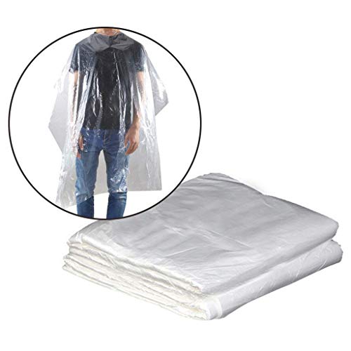 Peluquería desechable Capas de plástico de corte de pelo delantal transparente impermeable de peluquería vestidos de peluquería capas casa peluquería cubierta para adultos niños 50/100/200 piezas