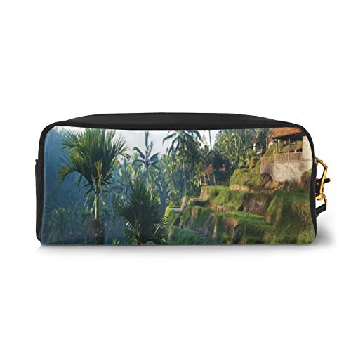 Pencil Case Pen Bag Pouch Stationary,Terrace Rice Fields Palm Trees Traditional Farmhouse Morning Sunrise View Bali Indonesia,Small Makeup Bag Coin Purse